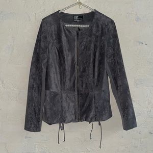 NWOT KUT From The Kloth Faux Suede Jacket Lace Up Ties Zip Front Sz S